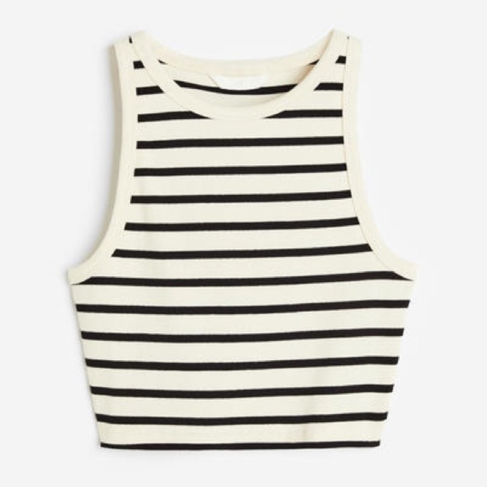 H&M Black and White Striped Crop Tank Top - Picture 2 of 9